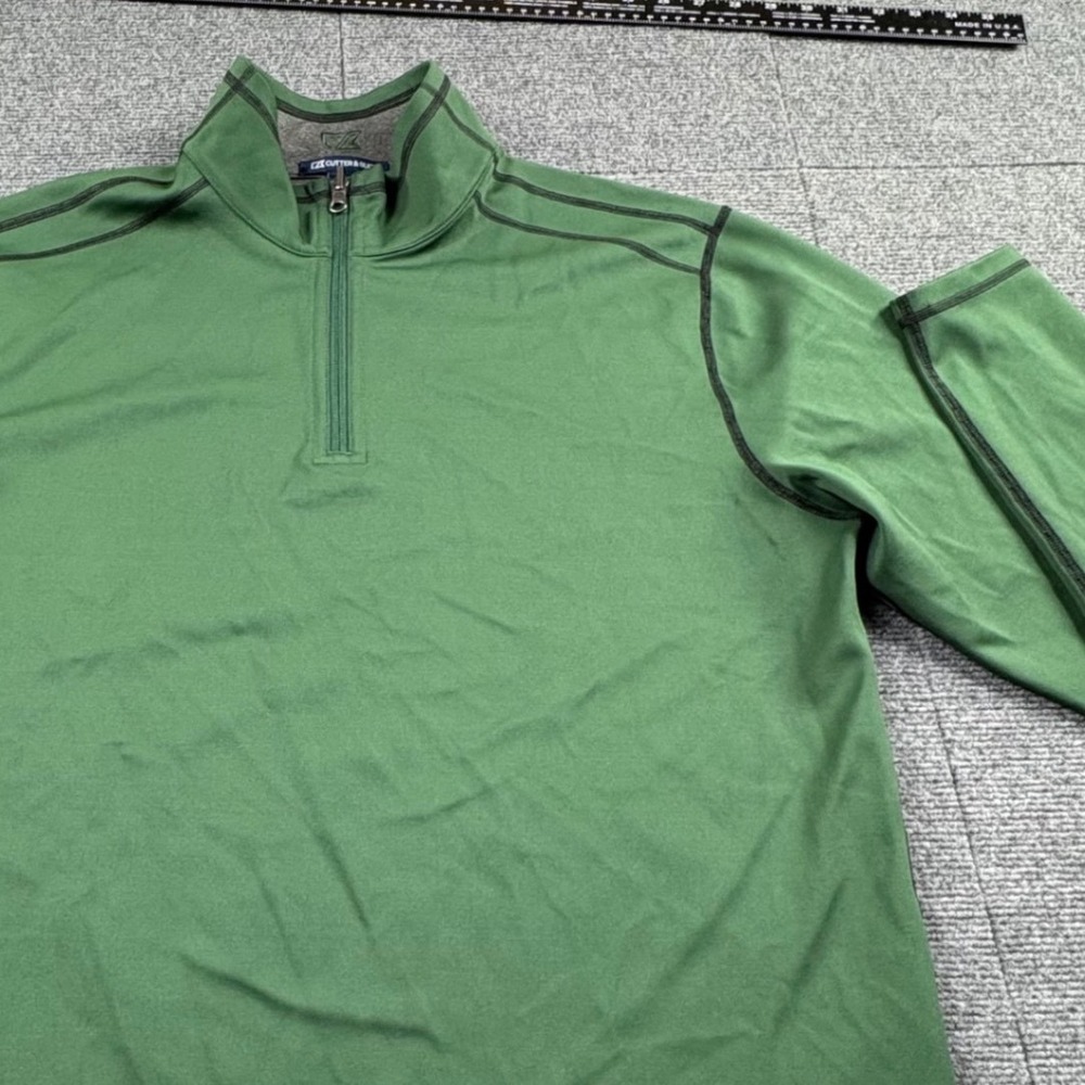 Cutter & Buck Mens Green Quarter Zip Pullover Performance Stretch L Large